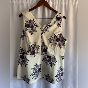 Floral off white (not pure white) and various purples XL